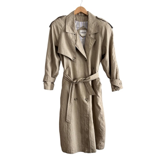 Vintage Jackets & Blazers - Vintage Tan Texture Classic Longline Trench Coat